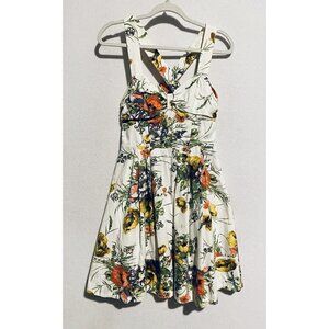 Miss Sixty Dress Womens Small Floral Halter Fit Flare Cotton Retro Pinup